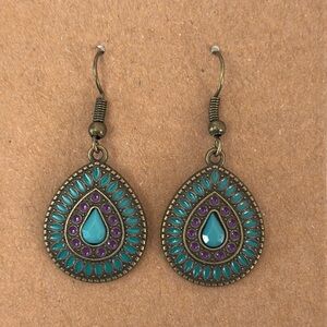 Bohemian Dangle Earrings with Antique Finish NWOT